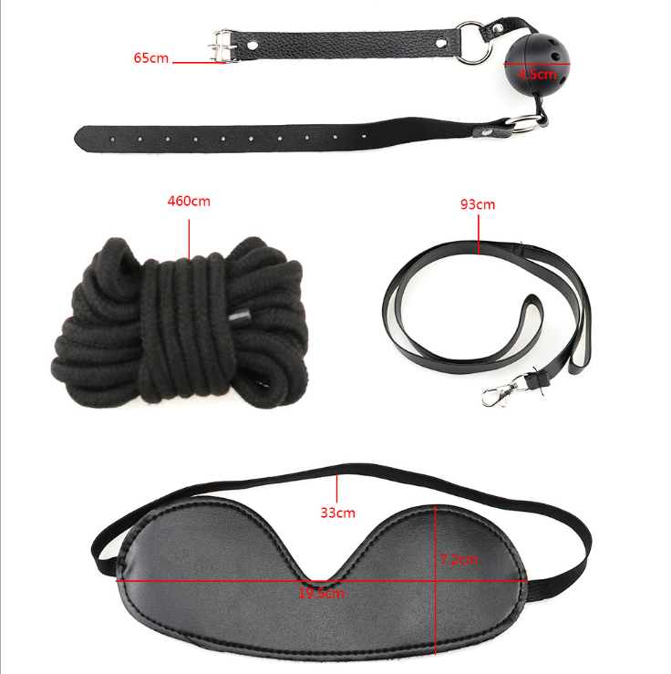 10 Pcs/set Sexy Lingerie PU Leather BDSM Sex Bondage Set Hand Cuffs Footcuff Whip Rope Blindfold Erotic Sex Toys