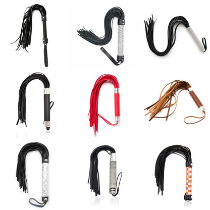 Rhinestone-Handle Faux-Leather Flogger