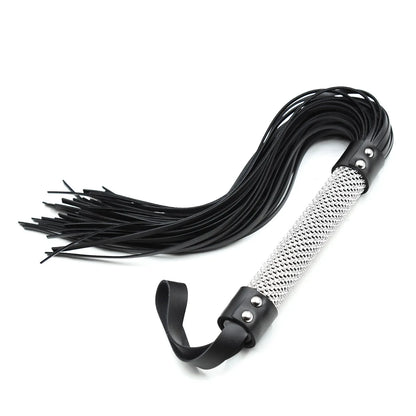 Rhinestone-Handle Faux-Leather Flogger