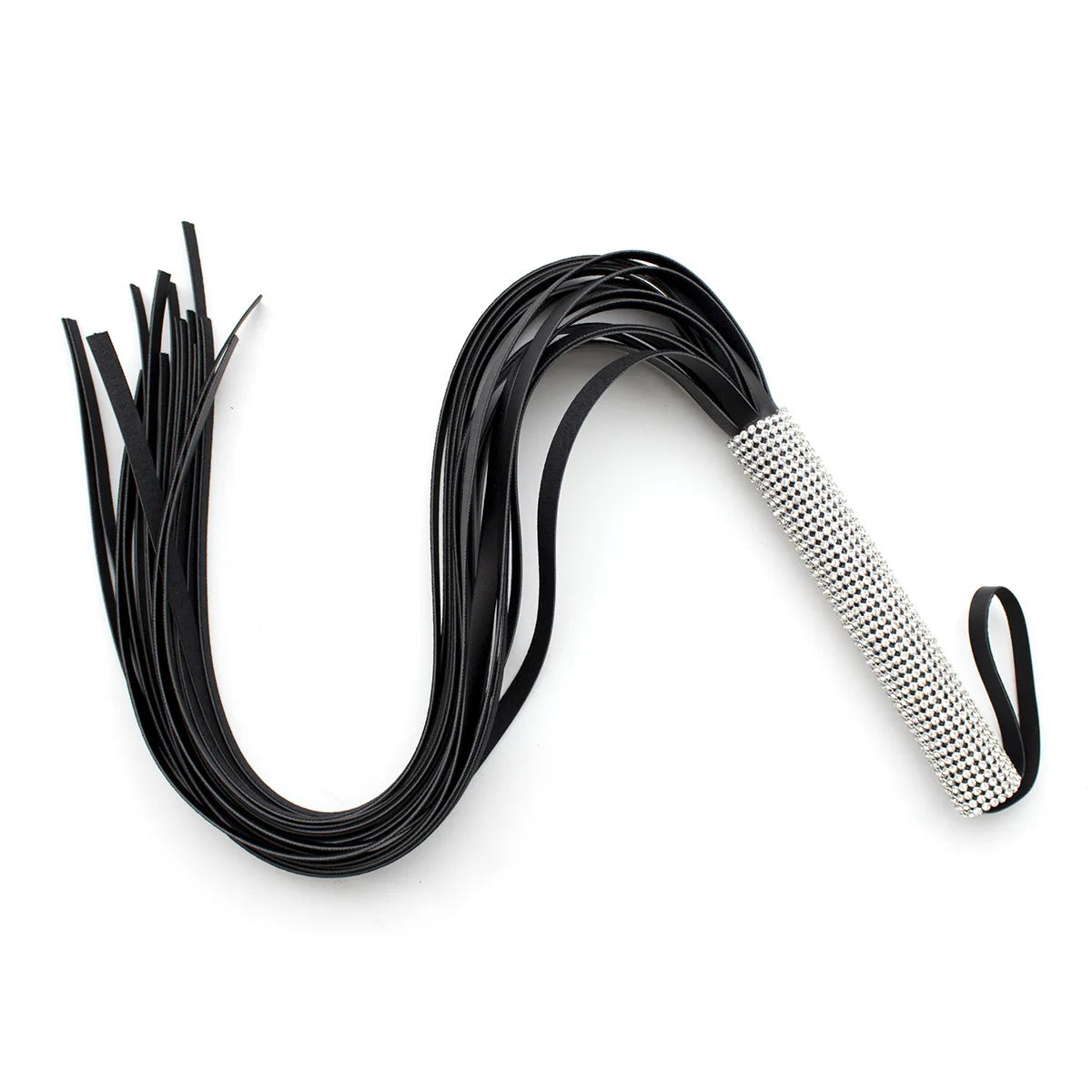 Rhinestone-Handle Faux-Leather Flogger