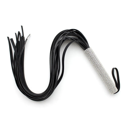 Rhinestone-Handle Faux-Leather Flogger