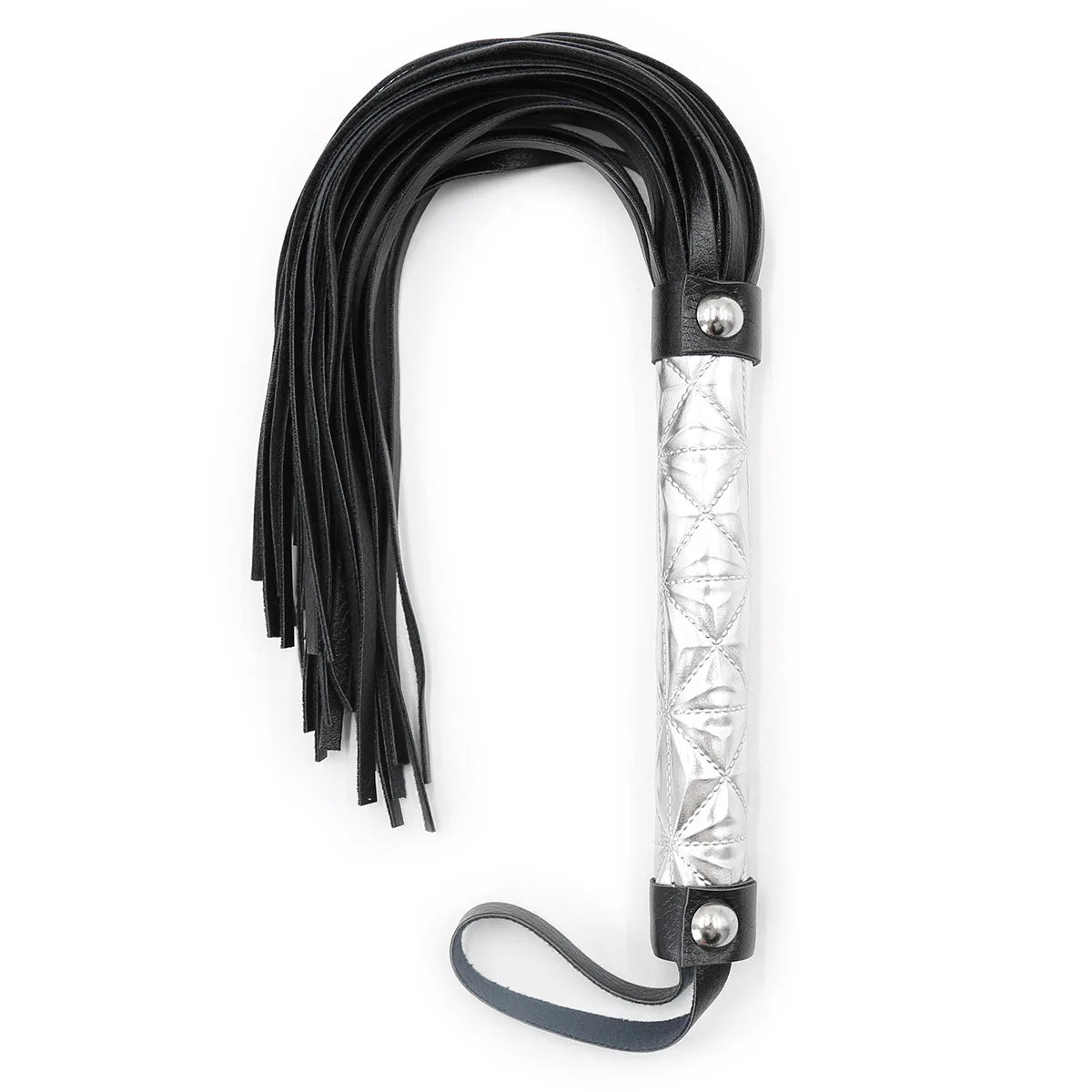 Rhinestone-Handle Faux-Leather Flogger