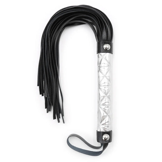 Rhinestone-Handle Faux-Leather Flogger