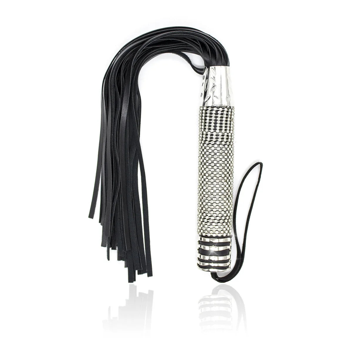 Rhinestone-Handle Faux-Leather Flogger