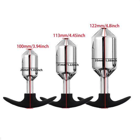 Metal Anal Plug Set with Silicone Base