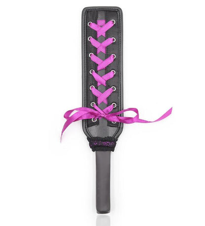 Leather Spanking Paddle Adult Paddle Whip with Ribbon and Metal Eyelets Role Play Paddle Toys