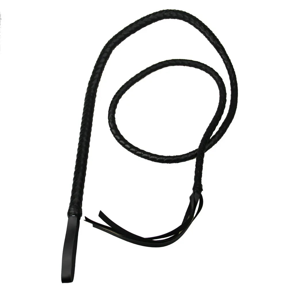 Long Faux-Leather Braided Riding Whip — 200cm