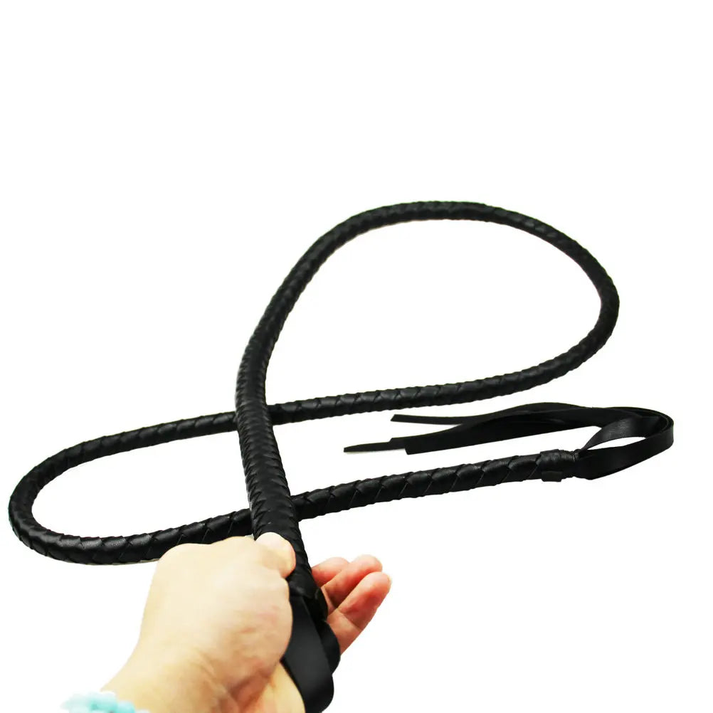 Long Faux-Leather Braided Riding Whip — 200cm