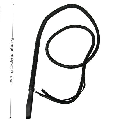 Long Faux-Leather Braided Riding Whip — 200cm
