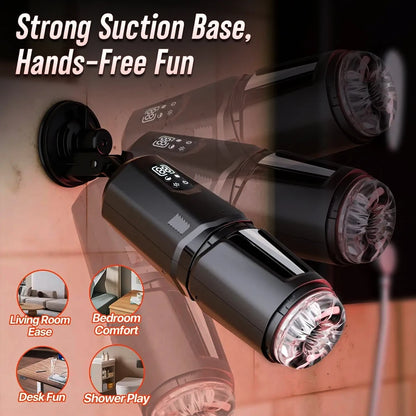 AI-Sync Automatic Thrusting Male Masturbator – 360° Rotating Stroker Cup with App Control