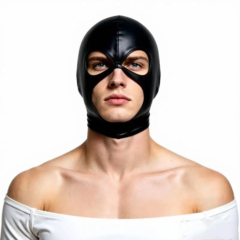Faux-Leather Full-Face Hood