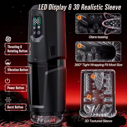 AI-Sync Automatic Thrusting Male Masturbator – 360° Rotating Stroker Cup with App Control