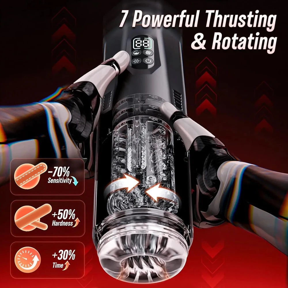 AI-Sync Automatic Thrusting Male Masturbator – 360° Rotating Stroker Cup with App Control