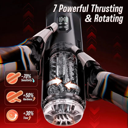 AI-Sync Automatic Thrusting Male Masturbator – 360° Rotating Stroker Cup with App Control