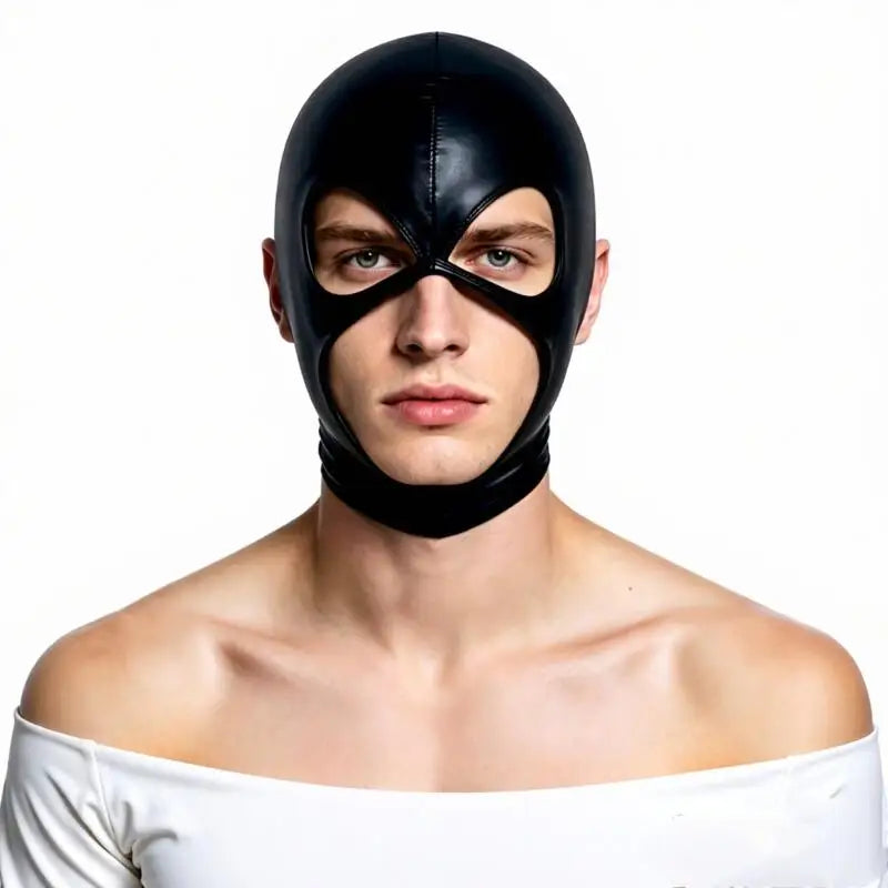 Faux-Leather Full-Face Hood
